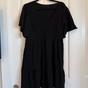 Casual flutter sleeve black mini dress flattering XL